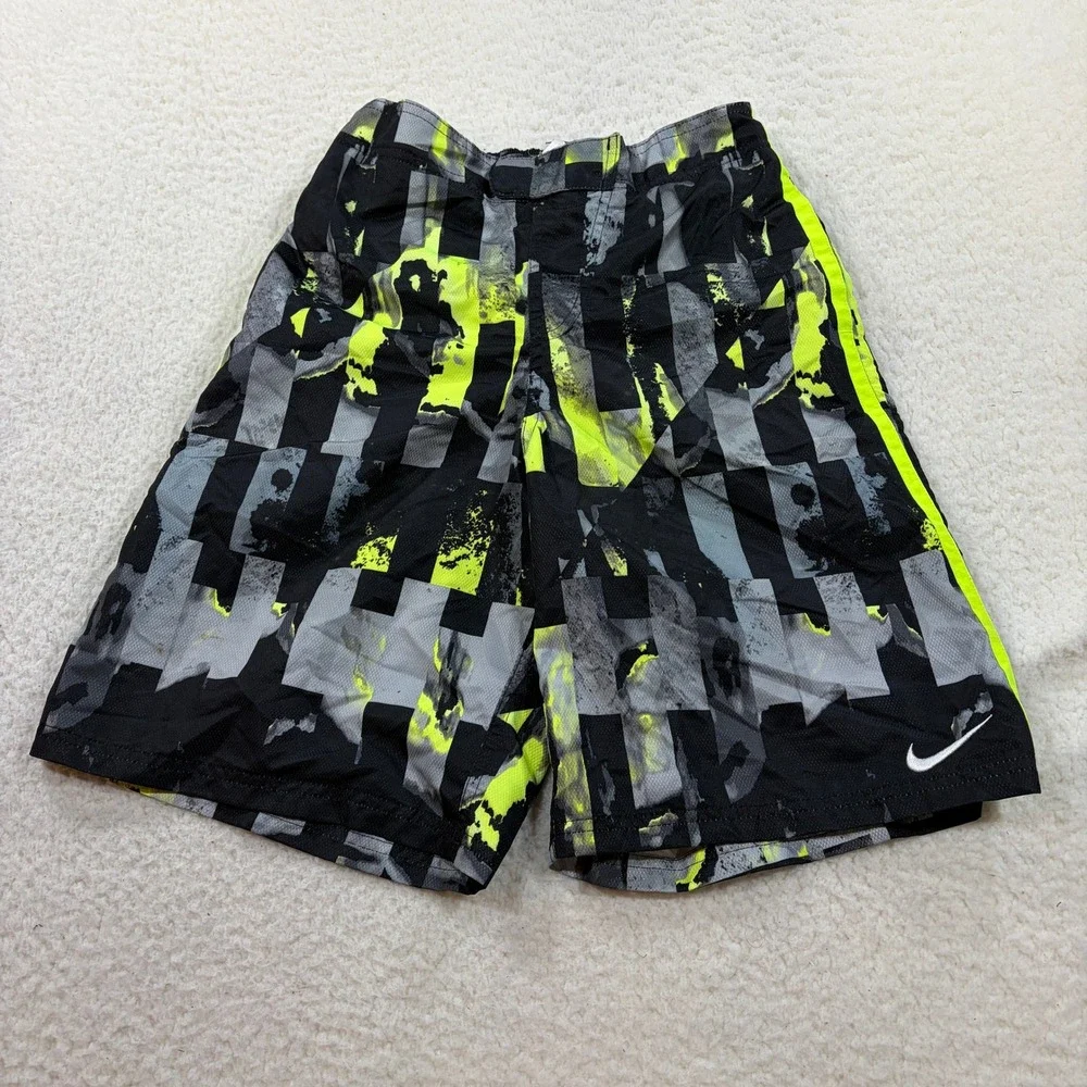 Nike Swim Shorts Boys XL Black Volt NESS7661 Board Shorts Graphic Print